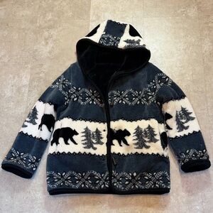 Vintage Nordic Lights Bear Fleece Jacket Size Small